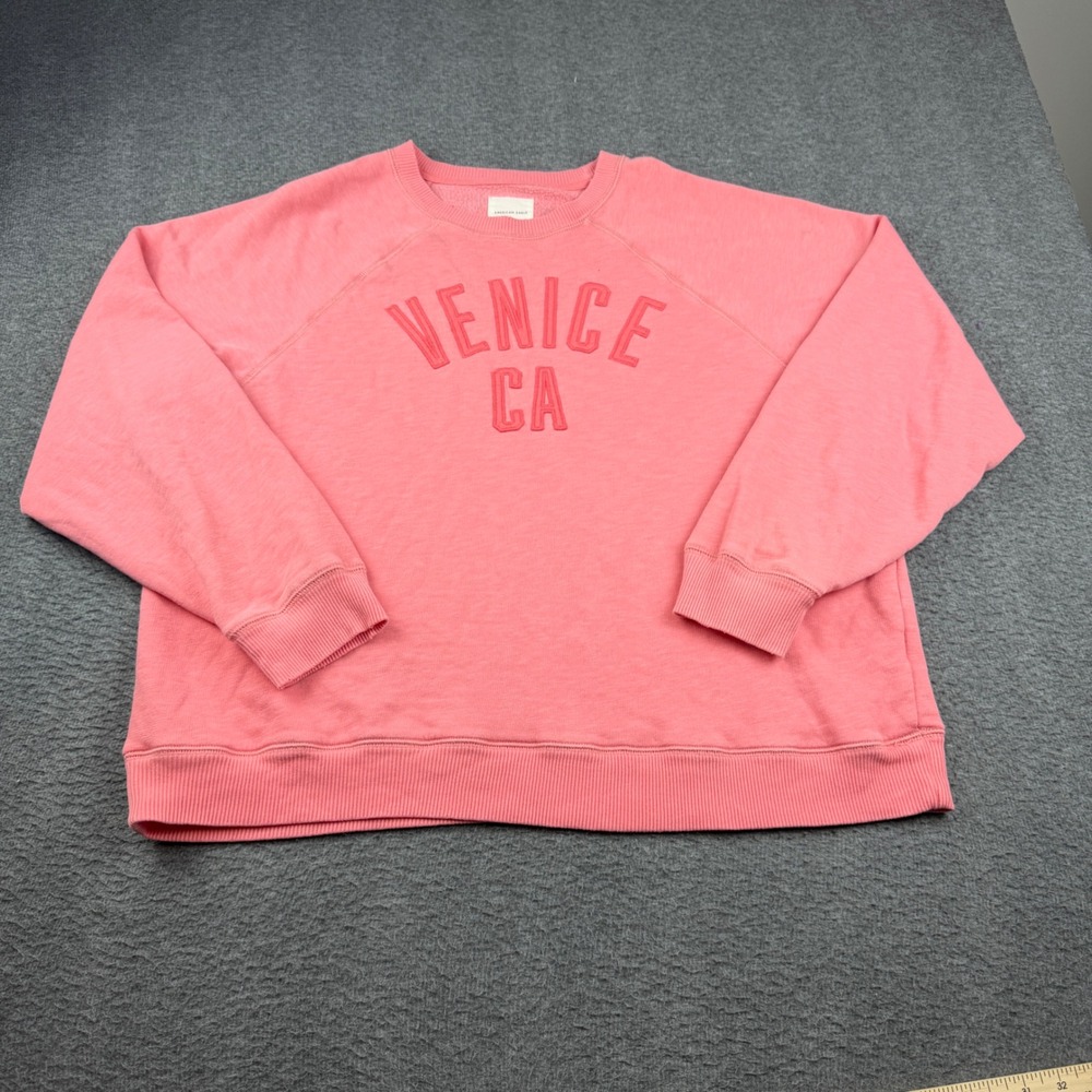 American Eagle Sweatshirt Women's XXL Pink Venice CA Raglan Graphic Pullover